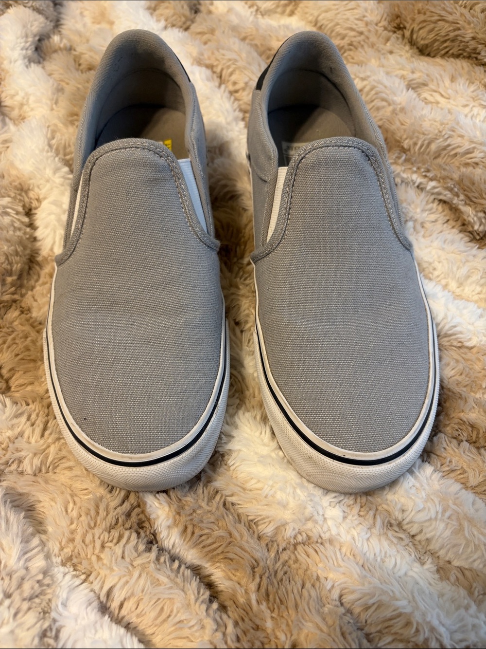 Vans Classic Slip-On Canvas Shoes in Light Gray